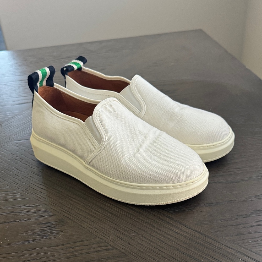 Veronica Beard White Slip-On Sneakers